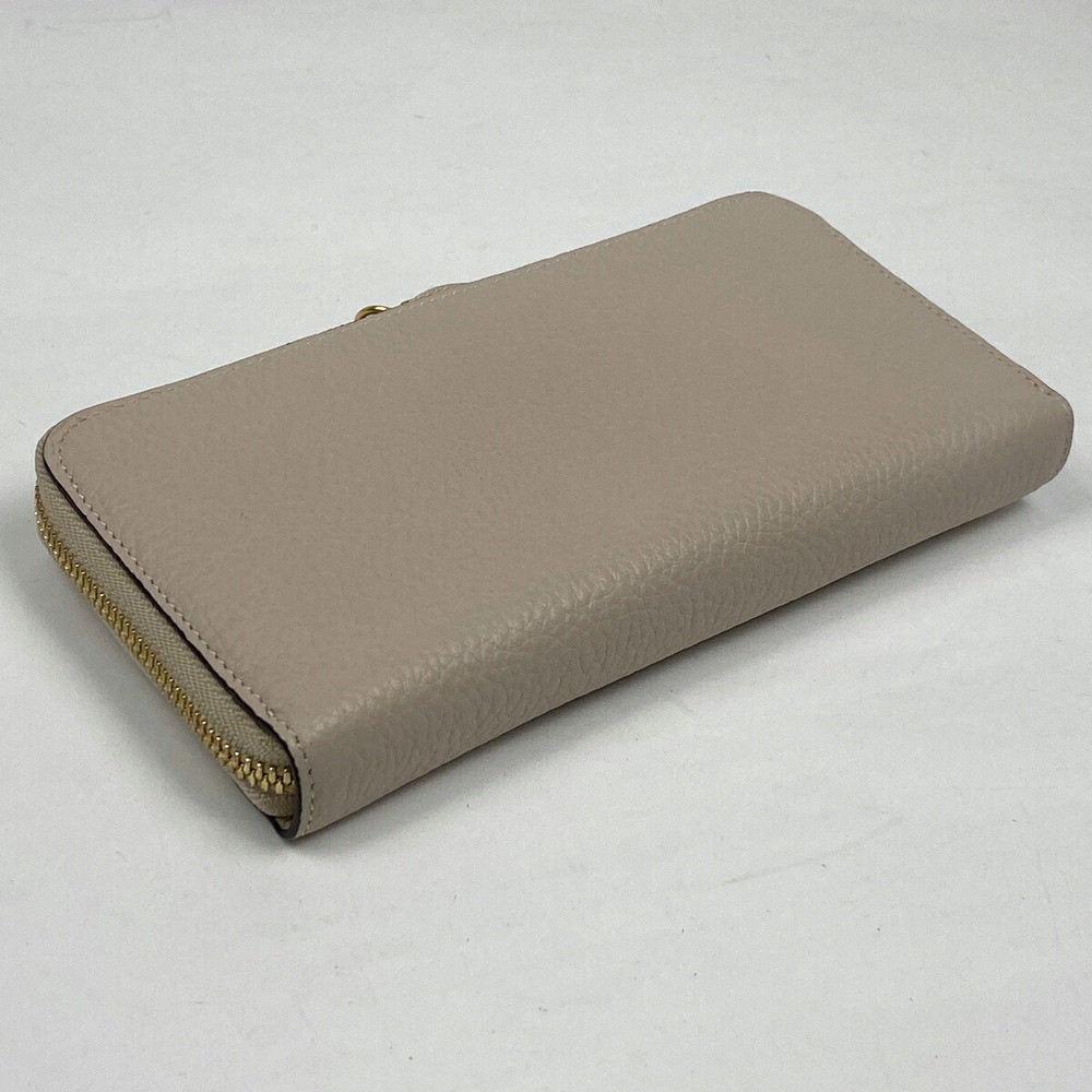 Chloe Wallet Zip Beige Logo Charm Round Long Pink Leather